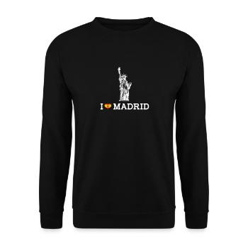 J’aime Madrid Espagne Coeur Drapeau Statue De La Liberté - Sweat-shirt Unisexe - noir - Devant - Alina (178cm) & Michal (187cm)