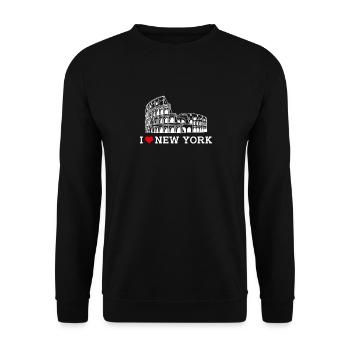 New York Liebhaber Cool Colosseum Herz Flagge USA Wortspiel - Unisex Pullover - Schwarz - Vorne - Alina (178cm) & Michal (187cm)