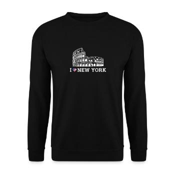 New York Lover Cool Colosseum Vereinigte Staaten Wortspiel - Unisex Pullover - Schwarz - Vorne - Alina (178cm) & Michal (187cm)