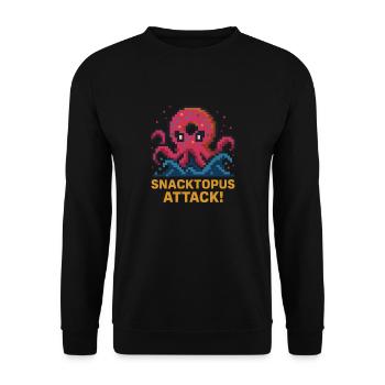 Snacktopus Attack Pixel Donut Kraken - Unisex Pullover - Schwarz - Vorne - Alina (178cm) & Michal (187cm)