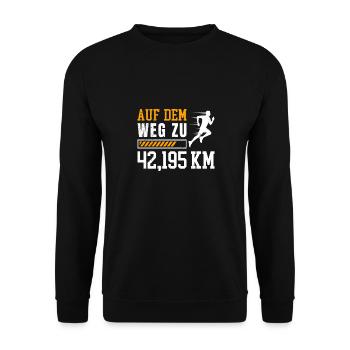 Läufer AUF DEM WEG ZU 42.195 KM Laufen Lustiges - Unisex Pullover - Schwarz - Vorne - Alina (178cm) & Michal (187cm)