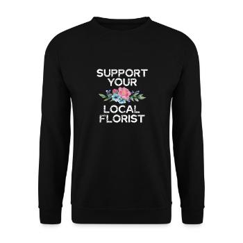 Unterstütze Deinen Lokalen Floristen Mit - Unisex Pullover - Schwarz - Vorne - Alina (178cm) & Michal (187cm)