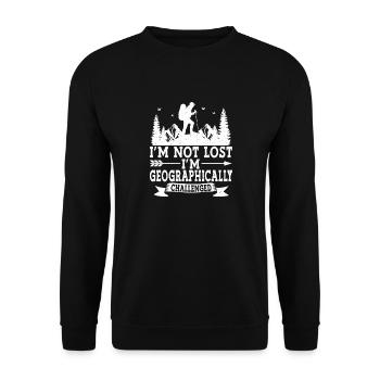Ich Bin Nicht Verloren Ich Bin Geographisch - Unisex Pullover - Schwarz - Vorne - Alina (178cm) & Michal (187cm)