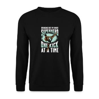 Super-héros Muay Thai : un pas vers le temps - Sweat-shirt Unisexe - noir - Devant - Alina (178cm) & Michal (187cm)