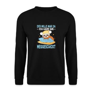 Faultier Schlafshirt Pyjama Der Wille War Da Ich - Unisex Pullover - Schwarz - Vorne - Alina (178cm) & Michal (187cm)