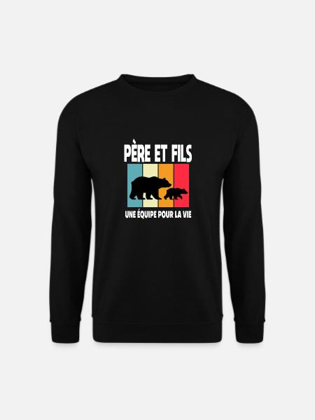 Vater und Sohn Bär Vintage Vatertag - Unisex Pullover - Schwarz