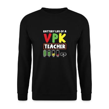 Akkulaufzeit Eines VPK -Lehrers - Unisex Pullover - Schwarz - Vorne - Alina (178cm) & Michal (187cm)