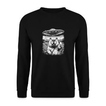 Selfie Capybara avec OVNI Capybara Cadeaux - Sweat-shirt Unisexe - noir - Devant - Alina (178cm) & Michal (187cm)