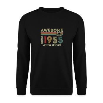 1955 Vintage Retro Geburtstagsgeschenk - Unisex Pullover - Schwarz - Vorne - Alina (178cm) & Michal (187cm)
