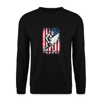 Bigfoot Arrowhead Arrowheads US Flag - Unisex Sweatshirt - black - Front - Alina (178cm) & Michal (187cm)