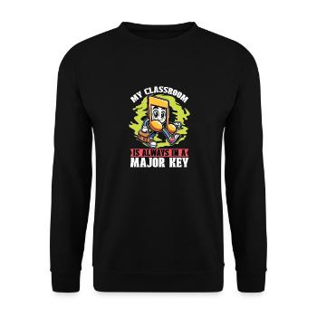 Music Teacher My Classroom Is Always Musician - Unisex Pullover - Schwarz - Vorne - Alina (178cm) & Michal (187cm)