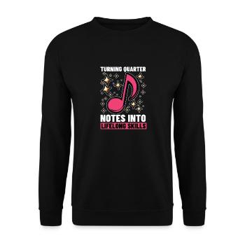 Music Teacher Turning Quarter Notes Piano Teacher - Unisex Sweatshirt - black - Front - Alina (178cm) & Michal (187cm)