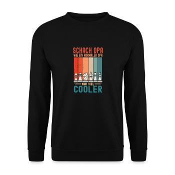 Schach Opa Cooler Wie Ein Normaler Opa Schachmatt - Unisex Pullover - Schwarz - Vorne - Alina (178cm) & Michal (187cm)