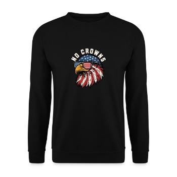 No Crowns Just Presidents Eagle No King - Unisex Pullover - Schwarz - Vorne - Alina (178cm) & Michal (187cm)