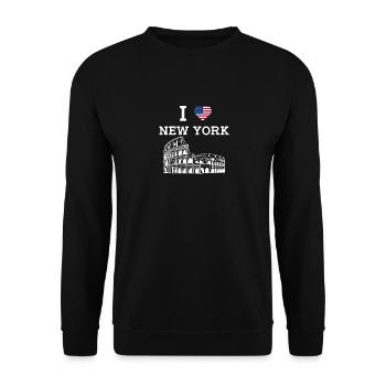New York Lover Colosseum USA Flag Heart Humor - Unisex Sweatshirt - black - Front - Alina (178cm) & Michal (187cm)