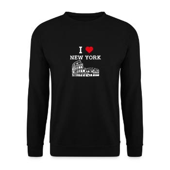 New York Lover Colosseum Heart Flagge Vereinigte Staaten - Unisex Pullover - Schwarz - Vorne - Alina (178cm) & Michal (187cm)