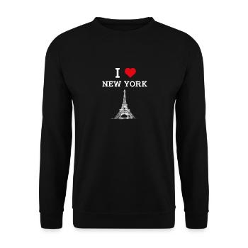 J’aime la Tour Eiffel, New York, Drapeau des États-Unis - Sweat-shirt Unisexe - noir - Devant - Alina (178cm) & Michal (187cm)