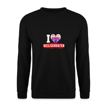 Heiligenhafen Heiligenhafener I Love Heiligenhafen - Unisex Pullover - Schwarz - Vorne - Alina (178cm) & Michal (187cm)