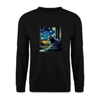 Britisch Kurzhaar Katze Starry Night - Unisex Pullover - Schwarz - Vorne - Alina (178cm) & Michal (187cm)