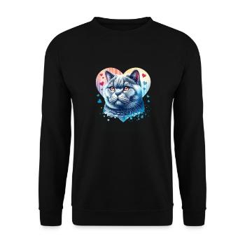 British Shorthair Cat - Unisex Sweatshirt - black - Front - Alina (178cm) & Michal (187cm)