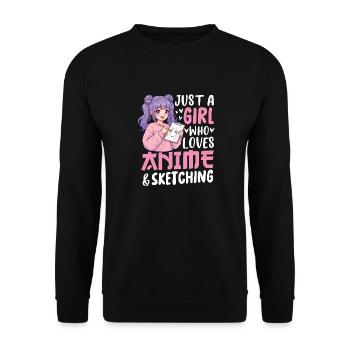 Just a Girl Who Loves Anime and Sketching - Unisex Sweatshirt - black - Front - Alina (178cm) & Michal (187cm)