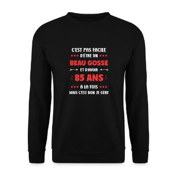 85 ANS - Sweat-shirt Unisexe - noir - Devant - Alina (178cm) & Michal (187cm)