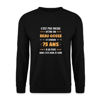 75 ANS - Sweat-shirt Unisexe - noir - Devant - Alina (178cm) & Michal (187cm)