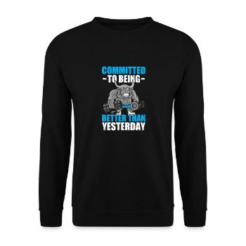 Committed Bodybuilding Bodybuilder Gym Kraftsport - Unisex Pullover - Schwarz - Vorne - Alina (178cm) & Michal (187cm)