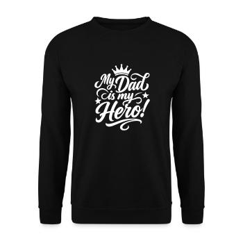 Bester Papa Held Spruch Vatertag - Unisex Pullover - Schwarz - Vorne - Alina (178cm) & Michal (187cm)