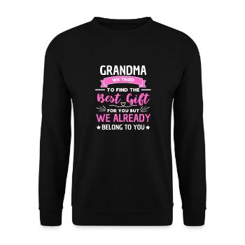 Lustiger Oma Spruch Großmutter Design - Unisex Pullover - Schwarz - Vorne - Alina (178cm) & Michal (187cm)
