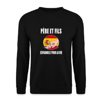 père et fils espagne espagnol papa - Sweat-shirt Unisexe - noir - Devant - Alina (178cm) & Michal (187cm)