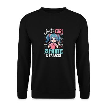 Juste une fille qui aime l’anime et le karaoké - Sweat-shirt Unisexe - noir - Devant - Alina (178cm) & Michal (187cm)