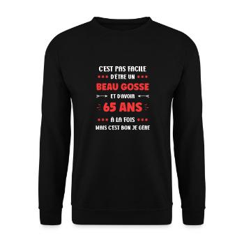 65 ANS - Sweat-shirt Unisexe - noir - Devant - Alina (178cm) & Michal (187cm)