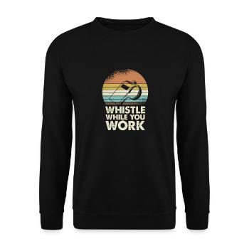 Whistle While You Work Motif Retro - Unisex Sweatshirt - black - Front - Alina (178cm) & Michal (187cm)