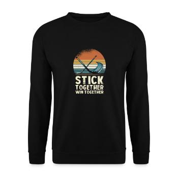 Stick Together Win Together Hockey Graphics - Unisex Sweatshirt - black - Front - Alina (178cm) & Michal (187cm)