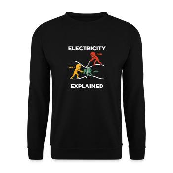 L’électricité expliquée électricien - Sweat-shirt Unisexe - noir - Devant - Alina (178cm) & Michal (187cm)