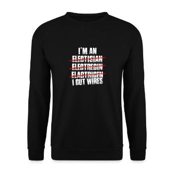 I cut wires Elektriker - Unisex Pullover - Schwarz - Vorne - Alina (178cm) & Michal (187cm)