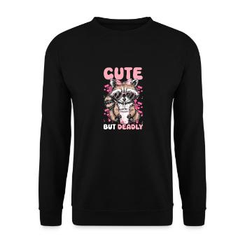 Drôle mignon raton laveur sauvage Mème - Sweat-shirt Unisexe - noir - Devant - Alina (178cm) & Michal (187cm)