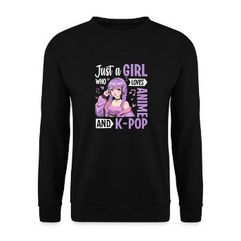 Just a Girl Who Loves Anime and K-Pop - Unisex Pullover - Schwarz - Vorne - Alina (178cm) & Michal (187cm)