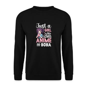 Just a Girl Who Loves Anime Boba Tea - Unisex Sweatshirt - black - Front - Alina (178cm) & Michal (187cm)