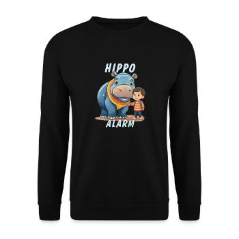 CHIDREN HIPPO ALARM - Unisex Sweatshirt - black - Front - Alina (178cm) & Michal (187cm)