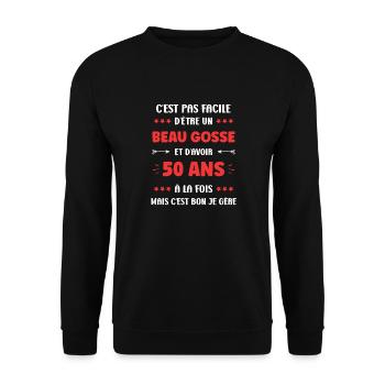 50 ANS - Sweat-shirt Unisexe - noir - Devant - Alina (178cm) & Michal (187cm)