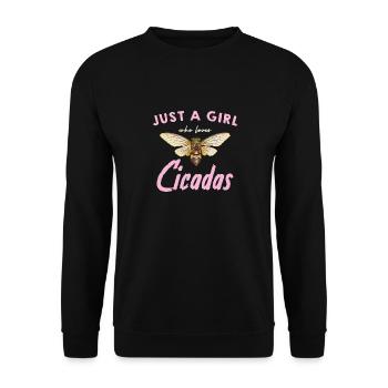 Une fille qui aime les cigales motif papillon - Sweat-shirt Unisexe - noir - Devant - Alina (178cm) & Michal (187cm)