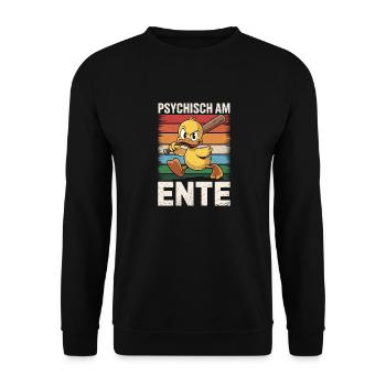 Psychisch Am Ente - Unisex Pullover - Schwarz - Vorne - Alina (178cm) & Michal (187cm)