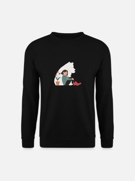 Freundschaft Zwischen Mensch und Bär - Harmonie - Unisex Pullover - Schwarz