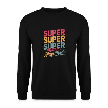Rétro Fête des Mères Super Maman Super Femme Super Fatiguée - Sweat-shirt Unisexe - noir - Devant - Alina (178cm) & Michal (187cm)