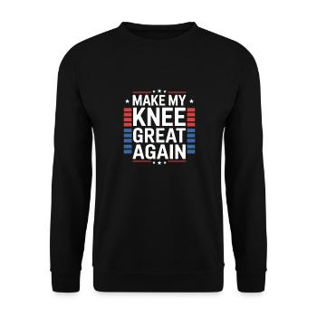 Make My Knee Great Again. Funny Recovery - Unisex Sweatshirt - black - Front - Alina (178cm) & Michal (187cm)