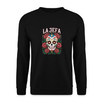 Dia De Los Muertos Décoration Sucre De Tête Mexicain - Sweat-shirt Unisexe - noir - Devant - Alina (178cm) & Michal (187cm)