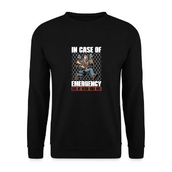 French Horn In Case Of Emergency Save Brass Band - Unisex Pullover - Schwarz - Vorne - Alina (178cm) & Michal (187cm)