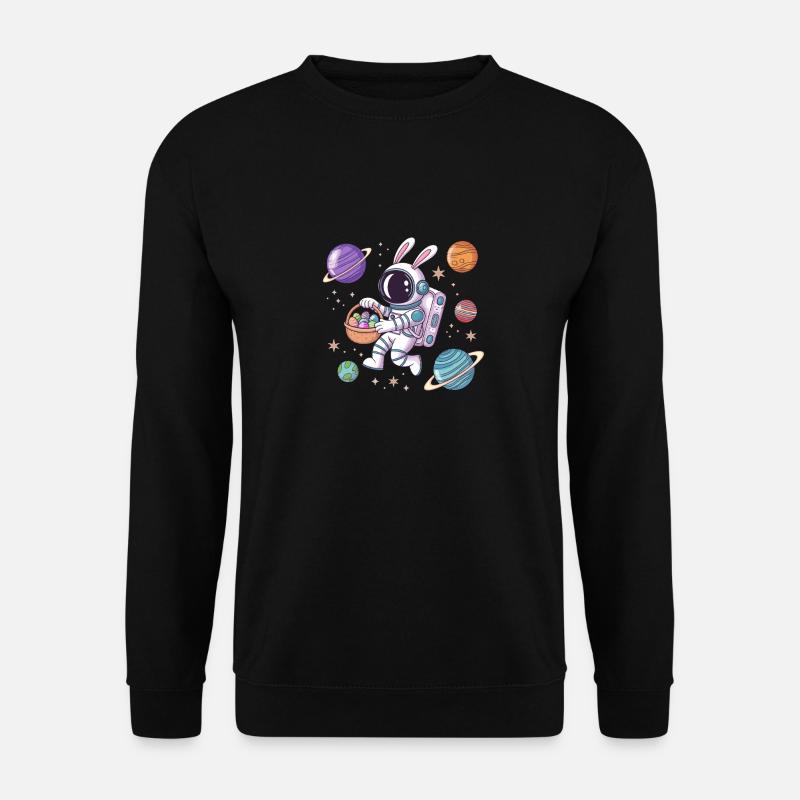 Lapin de Pâques astronaute dans l’espace avec des planètes - Sweat-shirt Unisexe - noir